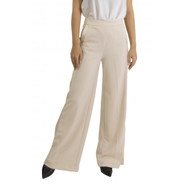 Pantaloni palazzo con tasche con rifiniture in raso e zip dietro Imperial